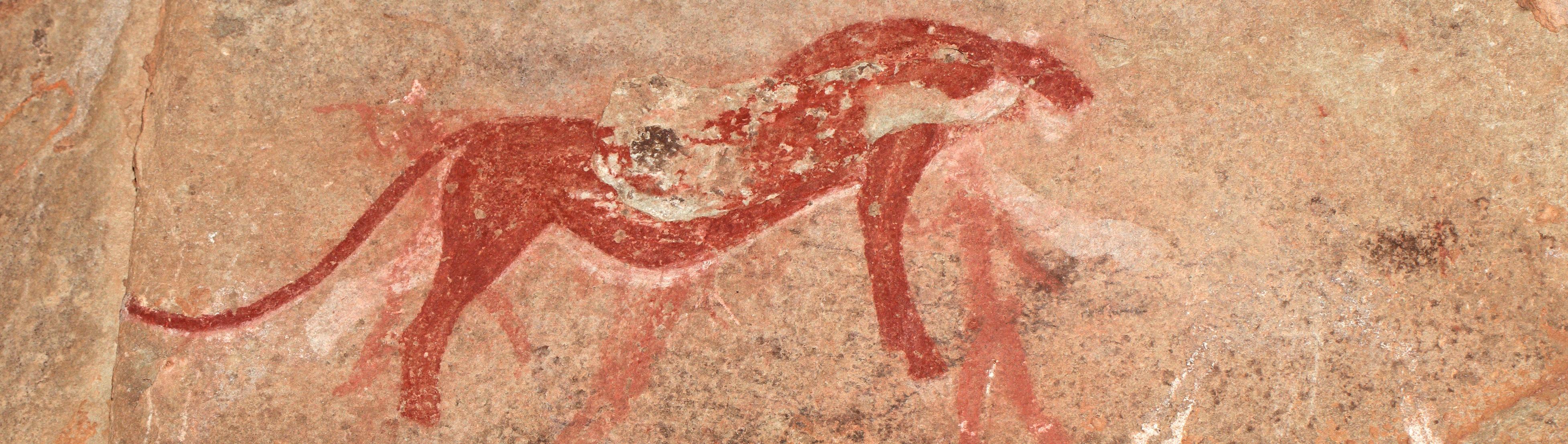 Bushmen (san) rock painting depicting a cheetah, Drakensberg mountains, South Africa (iStock.com/EcoPic)